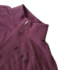 Victoria Secret PINK 1/4 Zip Pullover Medium Logo Purple 86 Long Sleeve