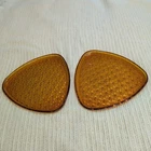 2 Triangle Anchor Hocking Daisy & Button Snack Plates - Burnt Orange Red - Amber