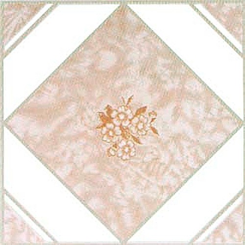 Beige Vinyl Floor Tiles 40 Pc Adhesive Kitchen Flooring - Actual 12'' x 12''