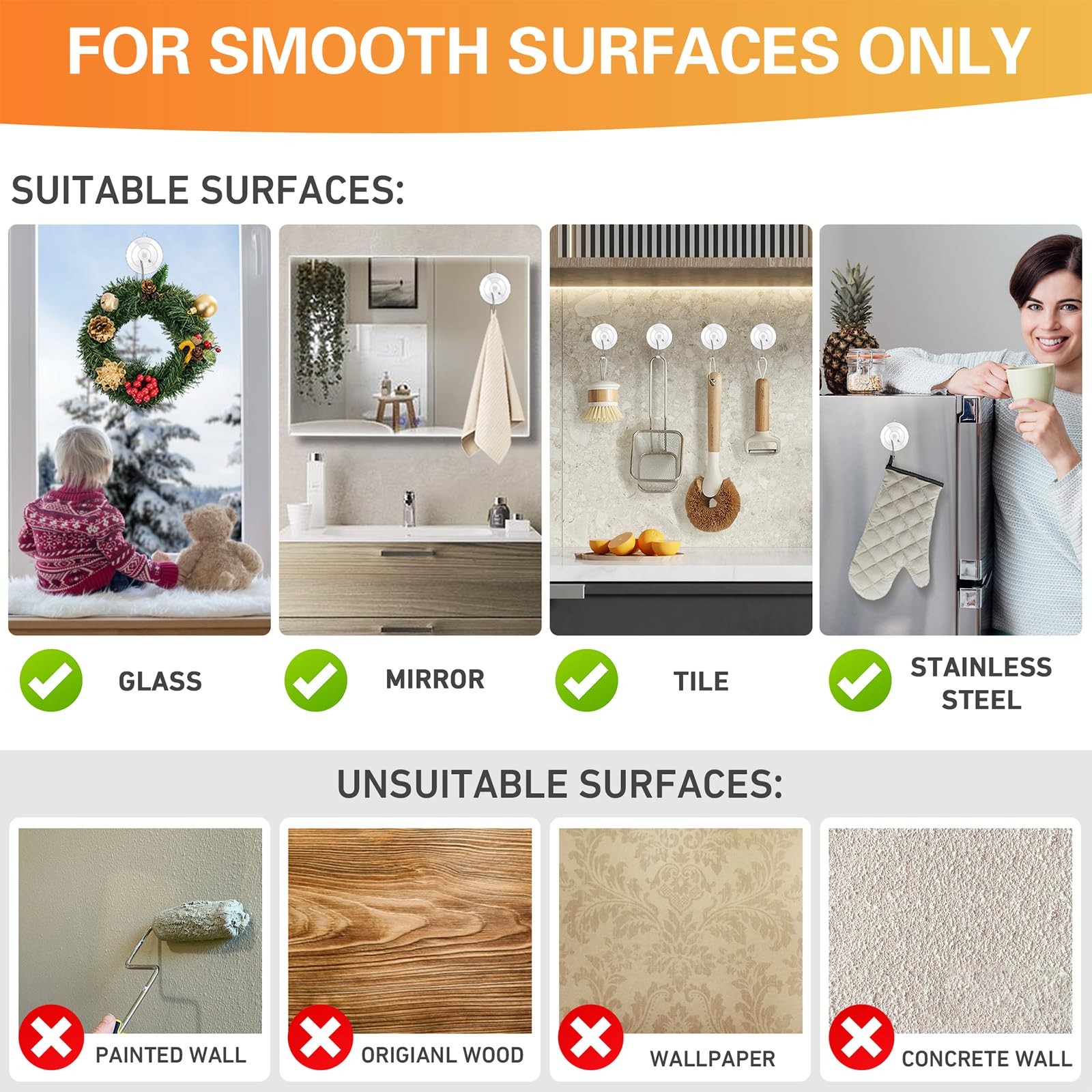 Suction Cup Hooks 12Pack - Max Load 10LB, 1.77Inch Clear Medium Suction Cups,...