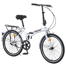 24'' Folding Bike for Adults w Fenders V-Brake Portable Compact Bicycle for Men