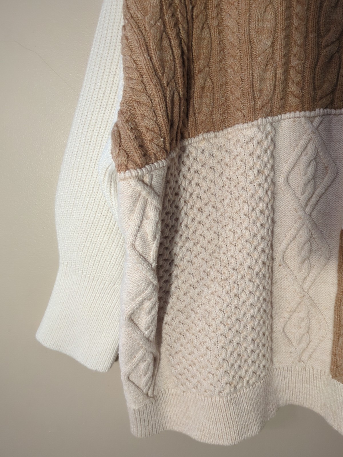 Lands End Women's Chunky Patchwork Cable Knit Swe… - image 4