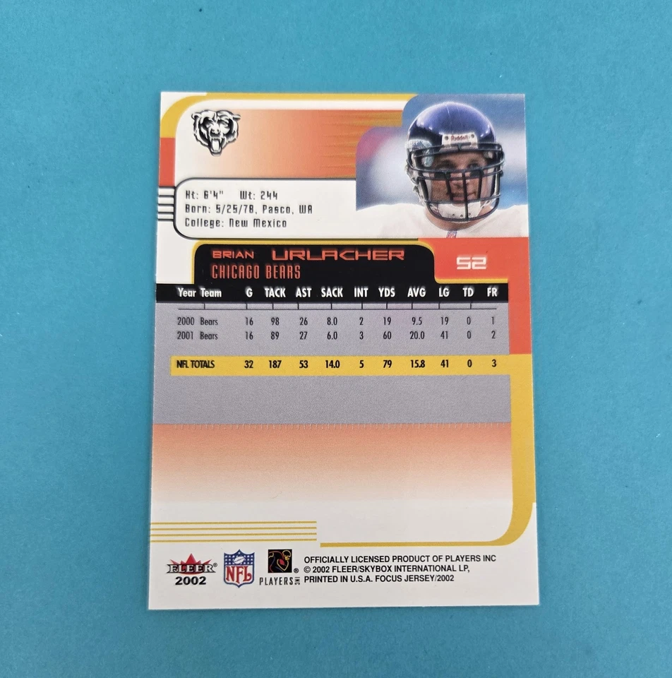2002 Fleer Focus Jersey Edition #52 Brian Urlacher Card Buy 10+ 50% Off 5G - Image 2 of 2