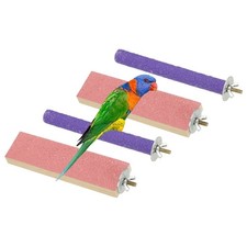Bird Perch Stand, Wooden Parrot Perch Toy, Paw Grinding 6 x 1.57 Pink, 2 Pcs 