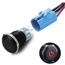 19mm Latching Push Button Switch 12V Power Symbol Light 1NO1NC SPDT ON/Off
