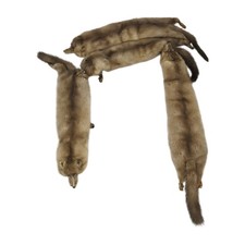 Vintage 60s Capitol Fur Shop Fox Mink Stole Scarf 4 Full Pelts 48"