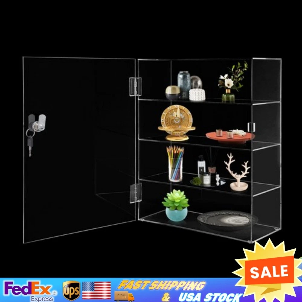 Pack 2 Vitrinas Acrílicas De 3 Pisos – Exhibidor Transparente Con Marco Negro, Antipolvo Para Figuras Y Juguetes, Medidas 25x15,5x14 Cm