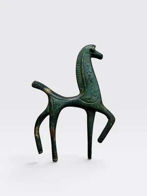 Cheval étrusque en bronze patiné – attribué à Frederick Weinberg – États-Unis. - Photo 1/4
