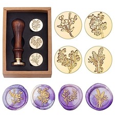Flower and Plant Wax Seal Stamp Set, Floral Sealing Stamp Kit