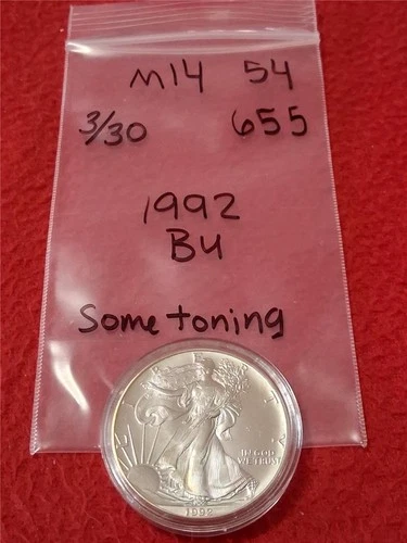 1992 American 1oz Silver Eagle ASE BU .999 SILVER  ENCASED            #MF-1454
