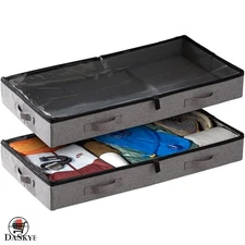 Durable Gray Under Bed Storage Bags with Clear Windows - 2 Pack, 45 Liters