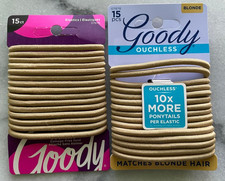 2 Goody Ouchless Damage Free Hold Blonde Hair Elastics Ties 15 Cnt Ea