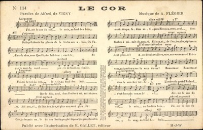 Lied Ak Le Cor, Paroles de Alfred de Vigny, Musique de A. Flégier - 4187324