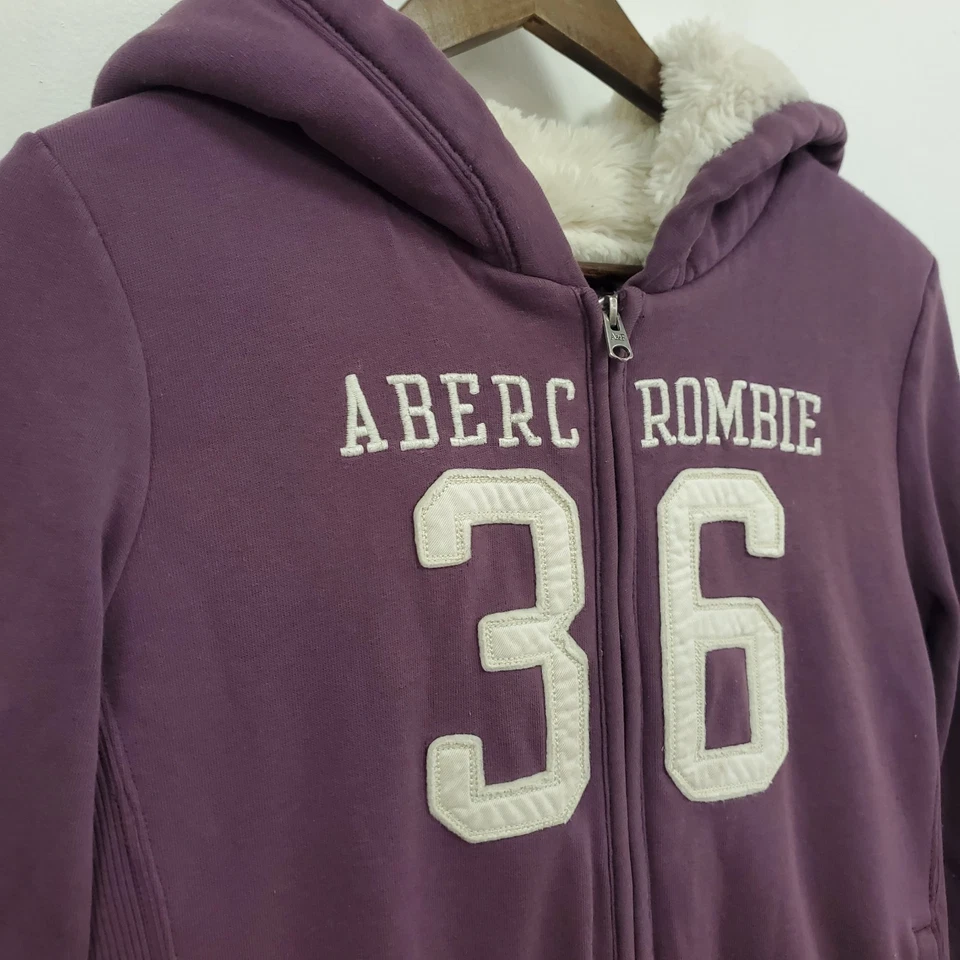 Sudadera con capucha vintage Abercrombie Fitch para mujer Y2K forrada de piel cremallera completa talla M preppy Foto 2 de 4