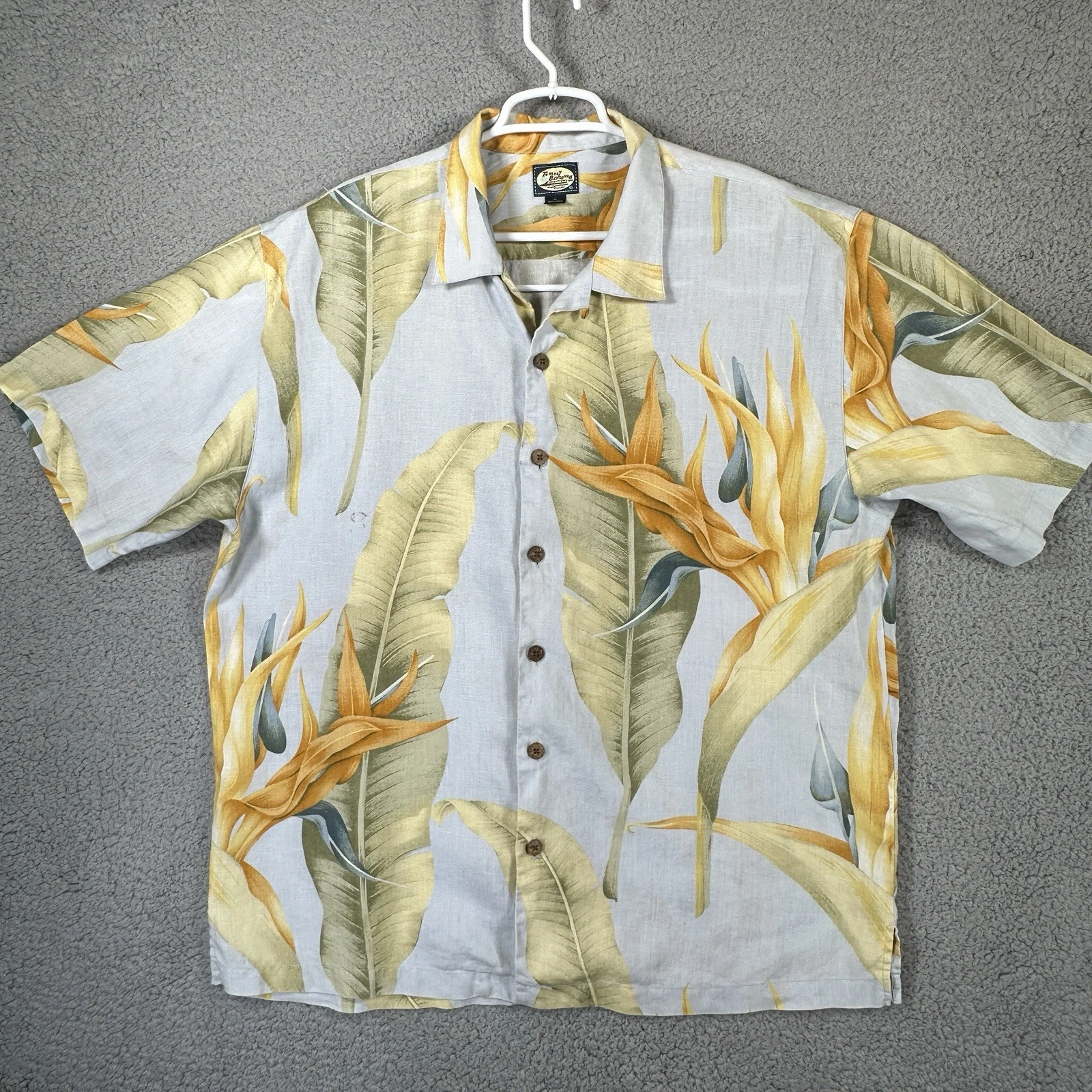 Tommy Bahama 100% Linen Floral Print Casual Button Down Shirt Men's Size XL Camp