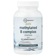 Pure Methylated B Complex Vitamins with Vitamin C, 240 Capsules