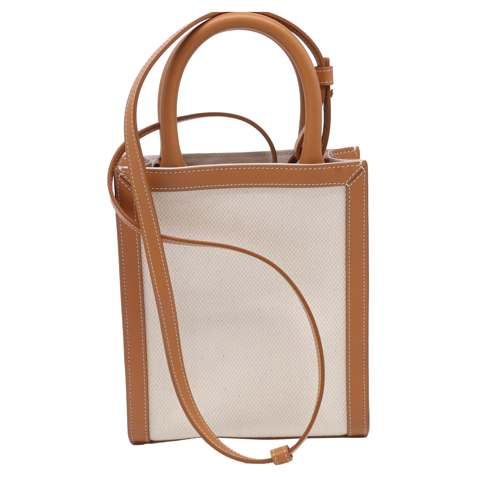 Celine Mini Borsa Cabas Verticale in Tela Marrone Donna Ocra Taglia Unica