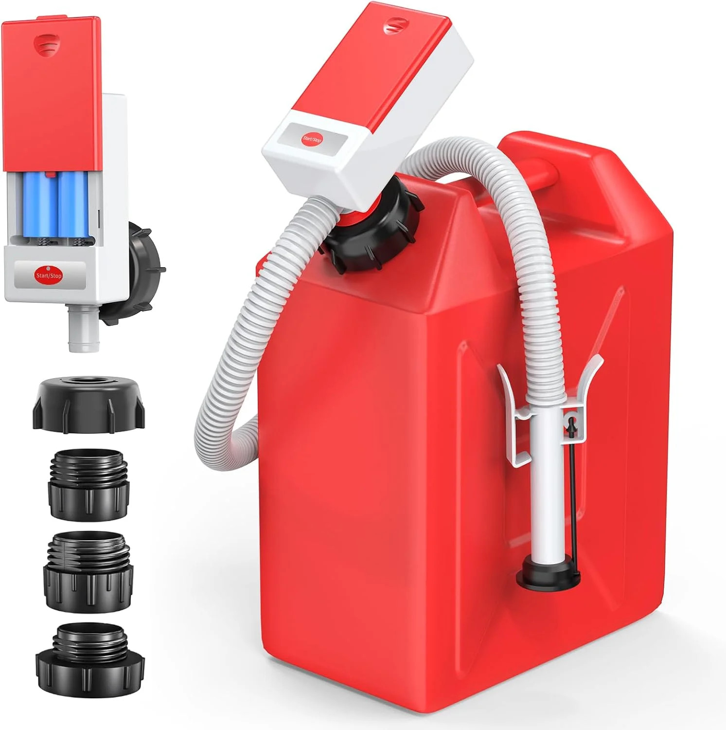 Automatic Fuel Transfer Pump with Auto Stop Sensor Overfill Protection, Red