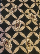 Monsieur Givenchy 100% Imported Silk Tie Made in USA Black & Gold Geometric