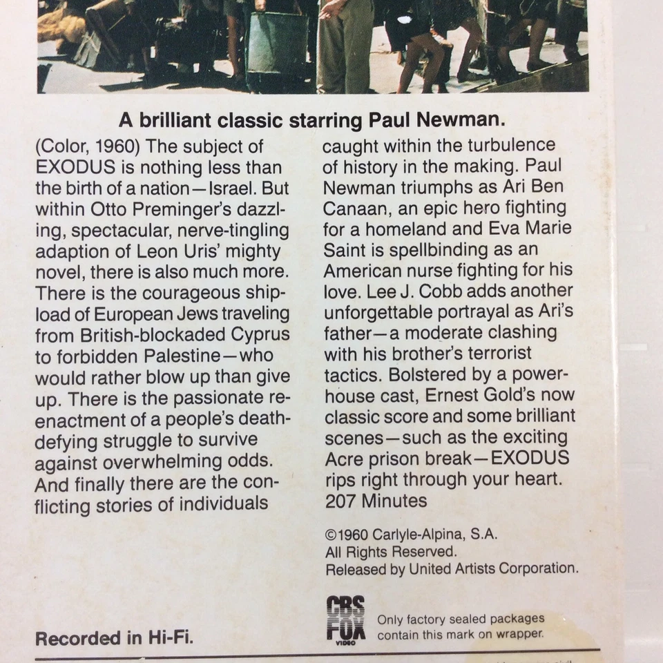 Exodus VHS 1986 CBS Fox Paul Newman 2 tape set - Image 4 of 4