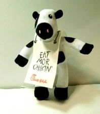 Chick Fil A Cow Eat Mor Chik'n More Chicken 6” Plush Wearing Sandwich Board 2016