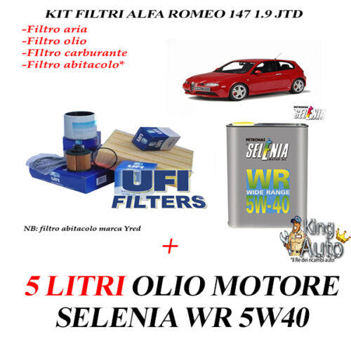 KIT TAGLIANDO FILTRI UFI + OLIO SELENIA WR 5W40 ALFA ROMEO 147 GT 1.9 JTD JTDM - Afbeelding 1 van 1
