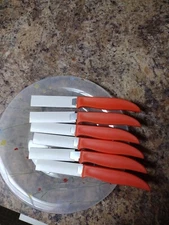 65 Clauss Cutlery 6" Stainless Steel Knives  Orange Handle New Old Stock USA