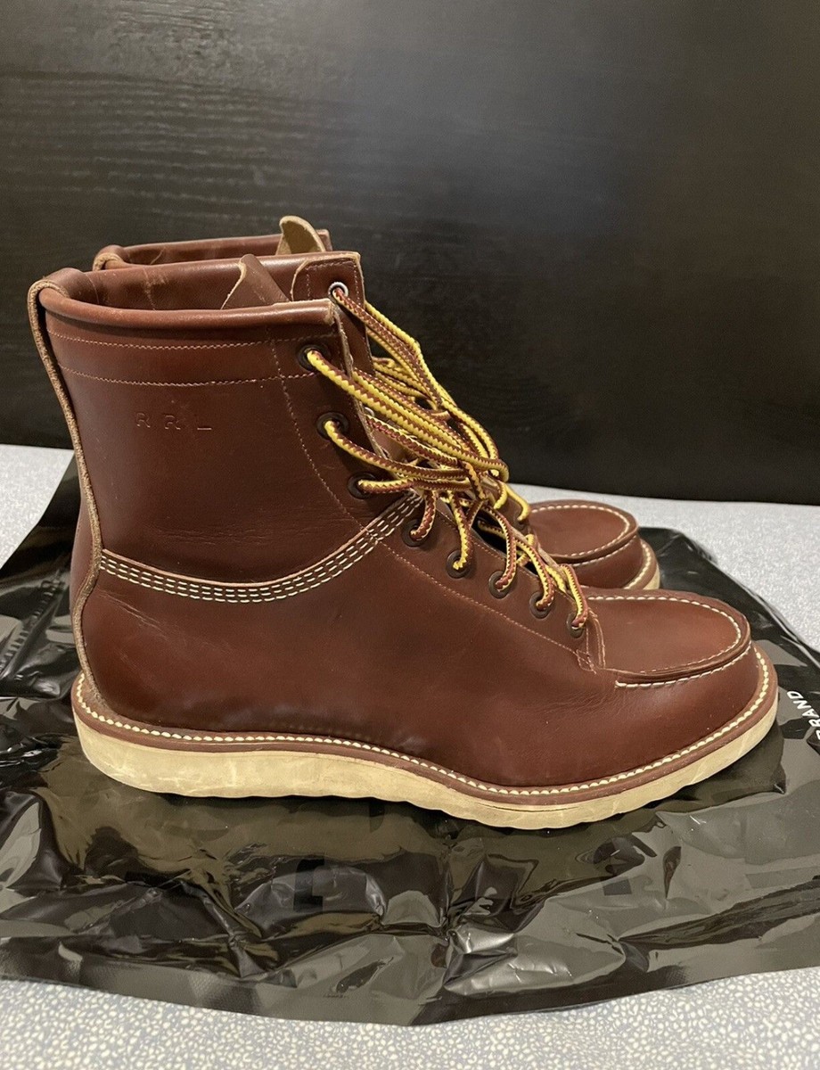 Ralph Lauren RRL Vintage Leather Moc Toe Boots 8 Men Canyon Ralph Lauren RRL Vintage Leather Moc Toe Boots 8 Men Canyon