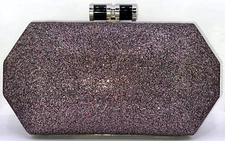 Clutch Bag True Decadence Hexagon in Ombre Multi Glitter with Detachable Chain
