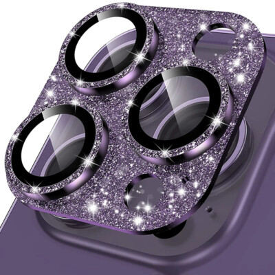 Glitter Diamond Metal Lens Glass Film Camera Protector For iPhone 15 14 Pro Max