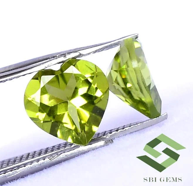 Certified Natural Peridot Heart Shape Cut Pair 8x8 mm 3.55 CTS Loose Gemstones - Image 3 of 4
