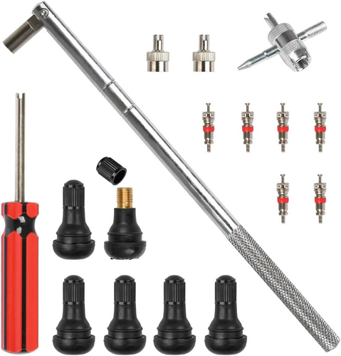 17PCS Tire Valve Stem Tool Puller and Installer Kit, 6 Pcs TR412 Tubeless Tire V