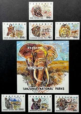 TANZANIA NATIONAL PARKS STAMPS SET + SS 1993 MNH WILD ANIMALS WILDLIFE GIRAFFE 1