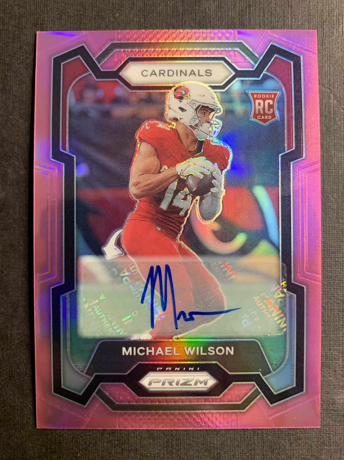 MICHAEL WILSON 2023 Panini Prizm Football PINK PRIZM Rookie Short Print Auto RC