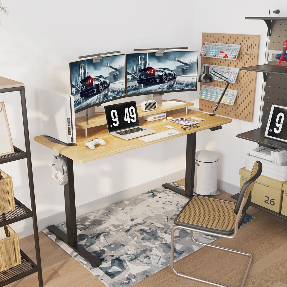 FlexiSpot 40"/48"/55"/60" Altura Escritorio de Pie Ajustable con Ganchos, Marco Negro Foto 3 de 4