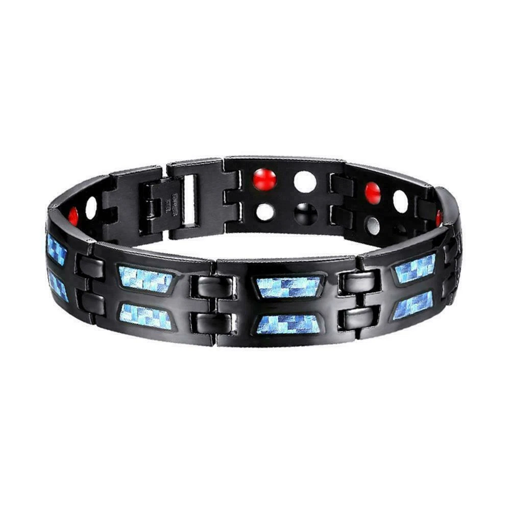 Titanium Power Magnetic Bracelet Blue Carbon Fiber Titanium Bracelet  Weight Loss Carbon Blue Titanium Magnetic Therapy Bracelet Ultra Strength  Magnetic Therapy Bracelet 1pcs Black  Amazonin Health  Personal Care