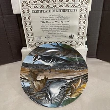 Vintage 1987 Edwin M. Knowles The Downy Woodpecker Kevin Daniel Fine China Plate