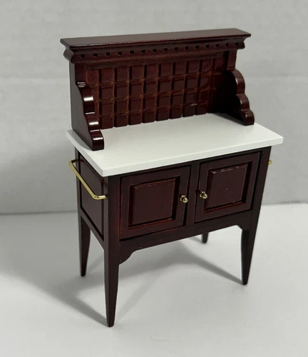 Dollhouse Miniature Wash Stand or Side Board Walnut Finish 1:12 Scale