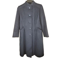 Vintage Forstmann Women's Mp Blue Wool Mohair Long Trench Coat Business