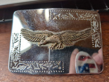 Western Chrome Cowboy Belt Buckle Eagle
