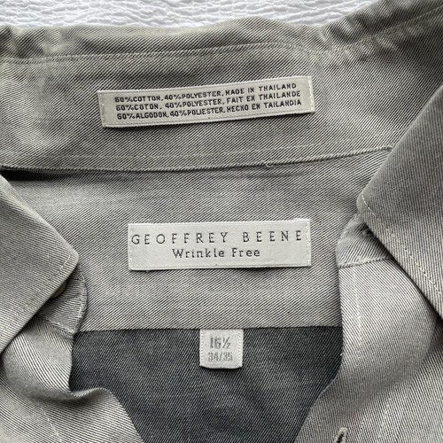 Geoffrey Beene Gray Wrinkle Free Dress Shirt Men's Size Large 16.5 34/35 - Picture 6 of 7