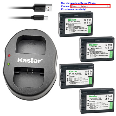 Kastar Battery Dual Charger for Sony NP-FH50 & Sony DCR-SR90 DCR-SX30 DCR-SX31