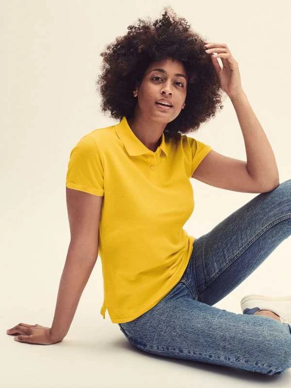 Fruit Of The Loom Polo Lady Manica Corta 100% Cotone da Donna Sfiancata FR630300 - Immagine 4 di 4