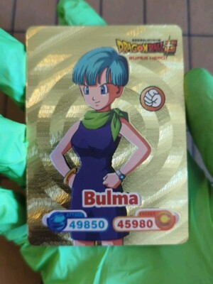 Dragon Ball Heroes Card Gold Bulma Plated Metal Custom Waifu Card