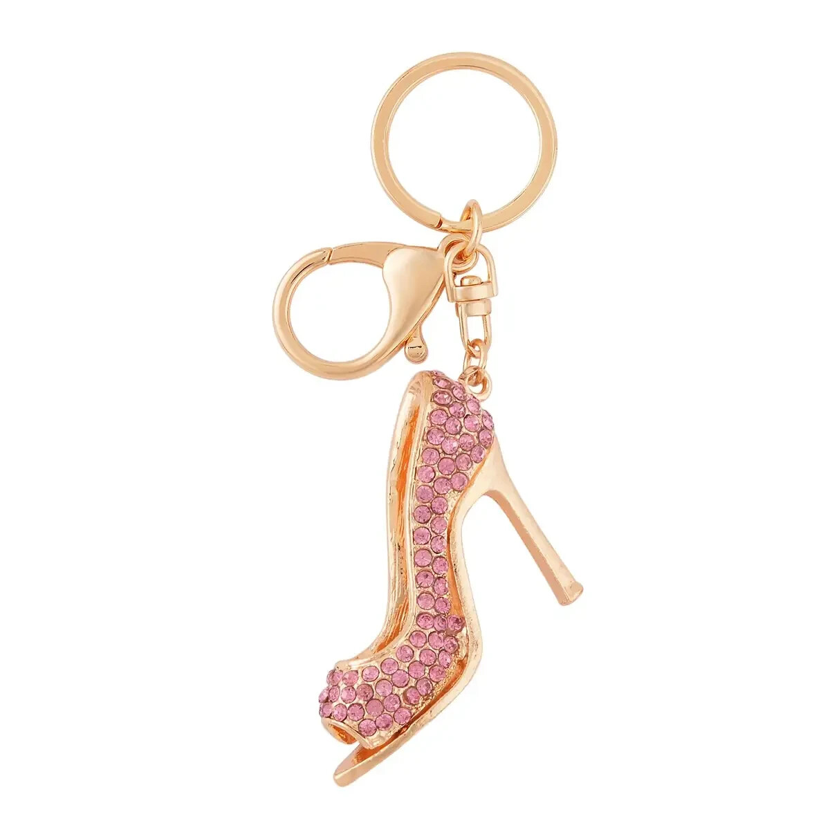 Porte-clés Talons Hauts En Cristal Autrichien - Cadeau De Noël Princesse - Couleur Or Et Blanc