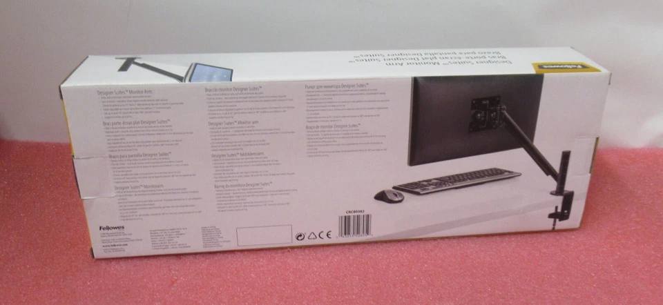 New Fellowes CRC80382 Flat Panel Single Monitor Arm Desk Clamp Mount Black - Image 2 of 4