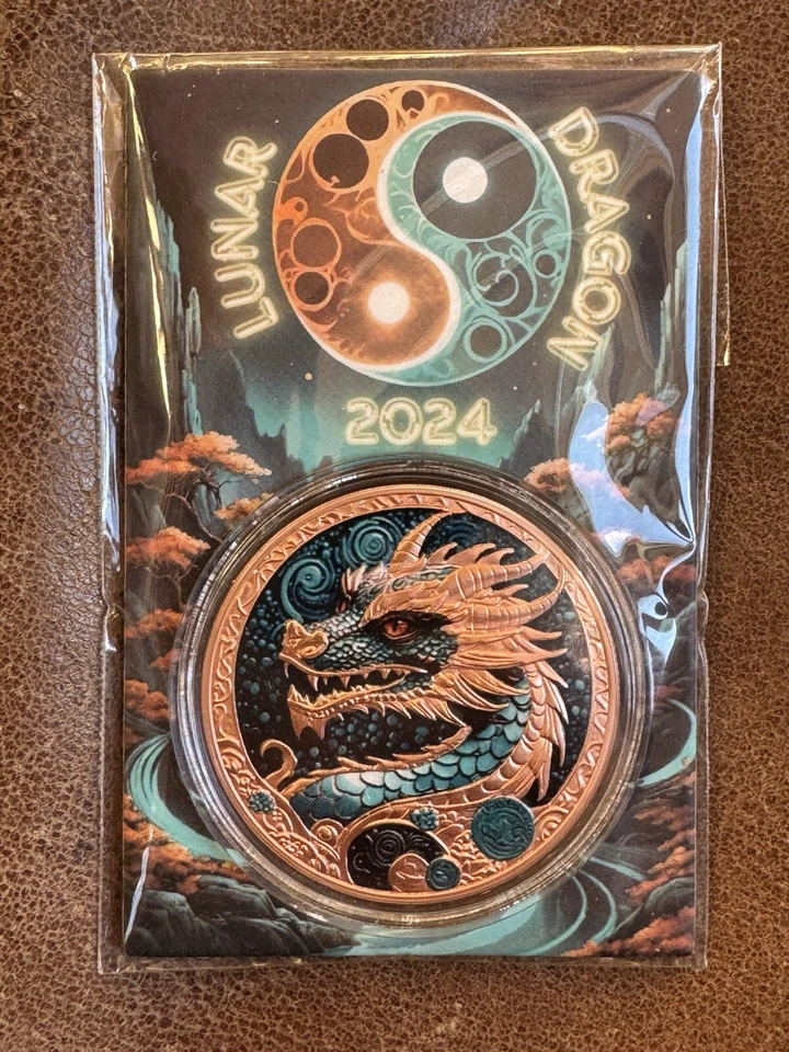 Lot of 20 Lunar Dragon Colored PROOF 33g .999 2024 Copper LIMITED 1oz Cool2Coin - Image 4 of 4