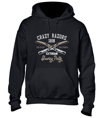 CRAZY RAZORS HOODY HOODIE COOL BARBER DESIGN FASHION PEAKY DESIGN RETRO TOP
