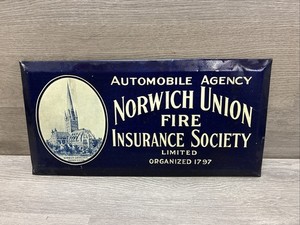 VINTAGE NORWICH UNION FIRE INSURANCE ADVERTISING SIGN CONNECTICUT ORGANIZED 1797