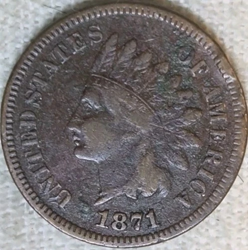 1871 Indian Cent Fine F Details.  True Auction. Breaking Up Sets